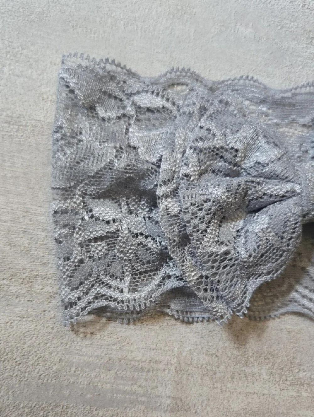 Baby Girl Grey Lace Stretch Bow Headband Floral Toddler Hair Band Accessory